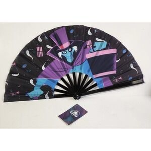 Disney Parks Haunted Mansion Hatbox Ghost Black Handheld Fan With Charm Worn Tag